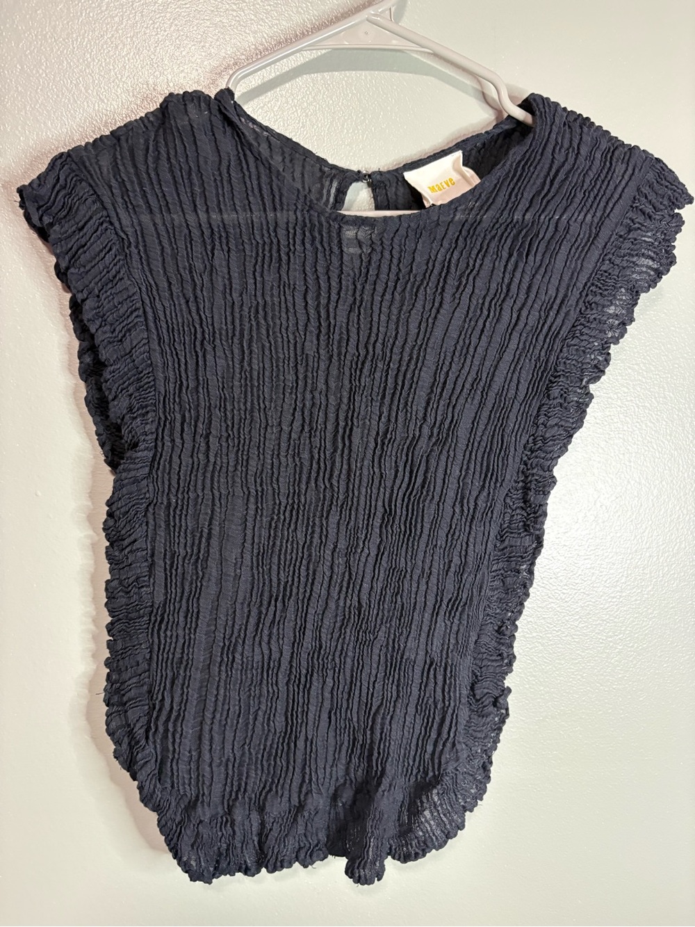Maeve Textured Crinkle Top – Black | XS